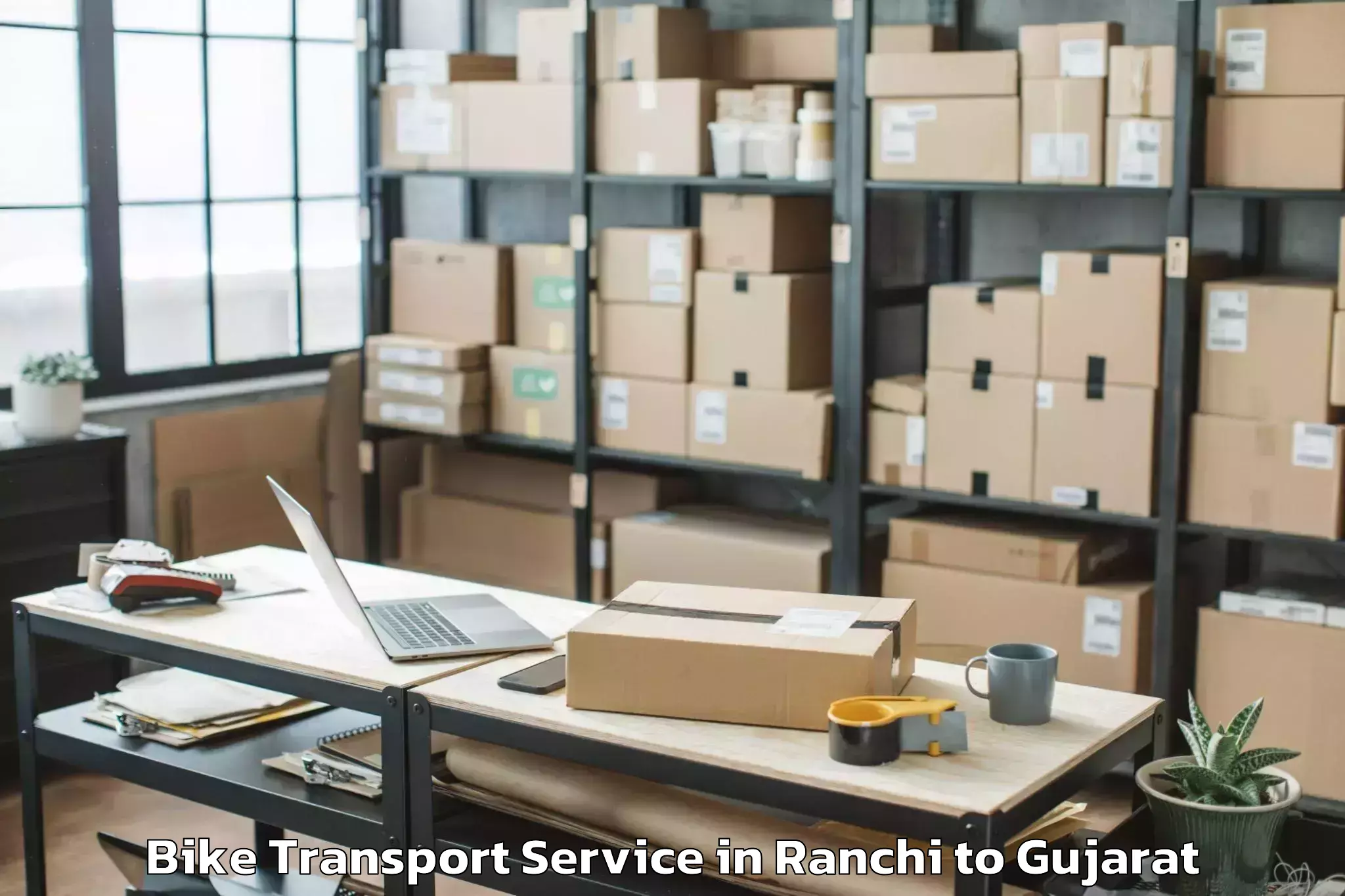 Reliable Ranchi to Abhilashi University Ahmedabad Bike Transport